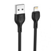 Кабель USB XO NB200 2.1A Quick Charge Lightning 2m прогумований black