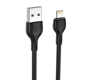Кабель USB XO NB200 2.1A Quick Charge Lightning 2m прогумований black