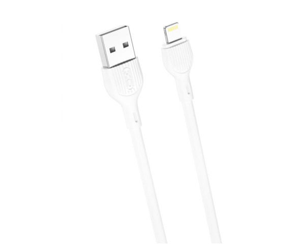 Кабель USB XO NB200 2.1A Quick Charge Lightning 2m прогумований white