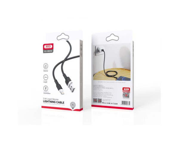 Кабель USB XO NB208 2.4A Lightning мягкий силиконовый black