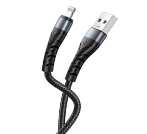 Кабель USB XO NB209 2.4A Lightning тканинний black