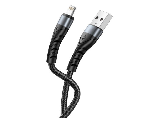 Кабель USB XO NB209 2.4A Lightning тканинний black