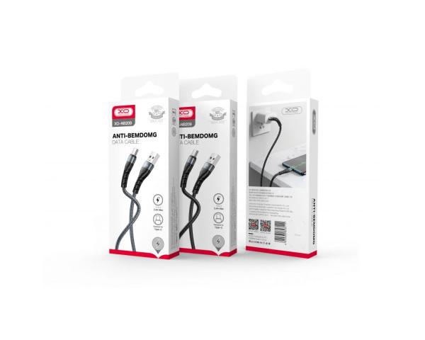 Кабель USB XO NB209 2.4A Type-C тканинний black