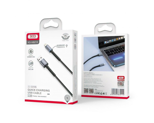Кабель USB XO NB215 2.4A Intelligent Lightning black