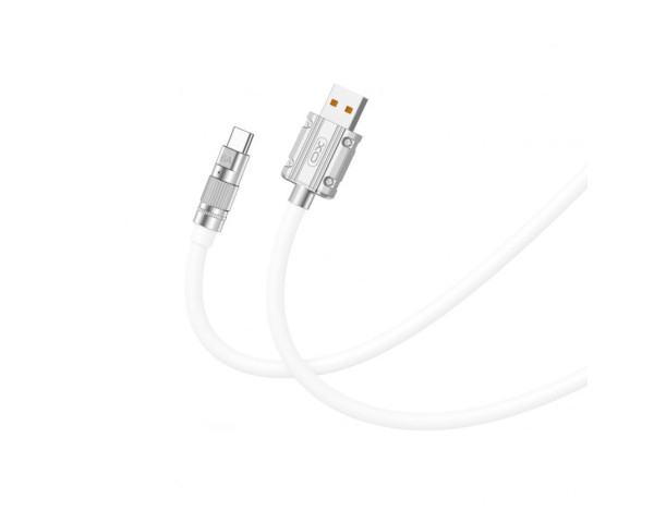 Кабель USB XO NB227 6A Type-C цинковий сплав/м'який силіконовий 1.2м white