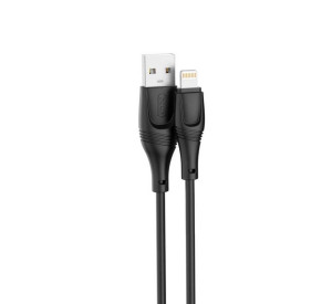 Кабель USB XO NB238 2.4A Lightning м'який силіконовий black