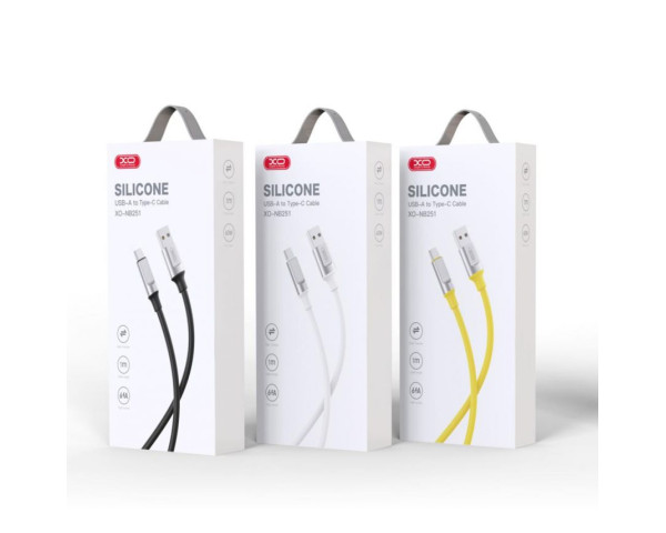 Кабель USB XO NB251 6A Quick Charge Lightning 1m силіконовий white