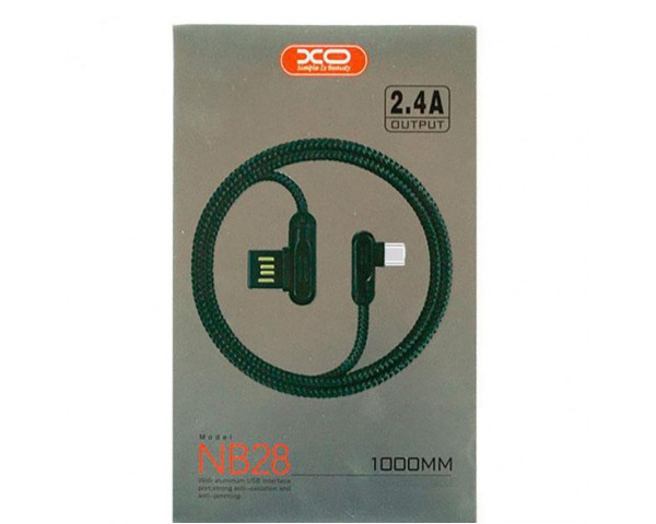 Кабель USB XO NB28 2.4A Quick Charge Type-C тканинний black