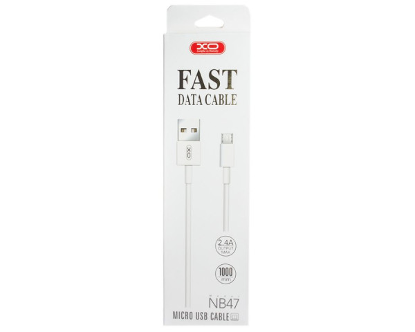 Кабель USB XO NB47 2.1A Quick Charge Micro прогумований white