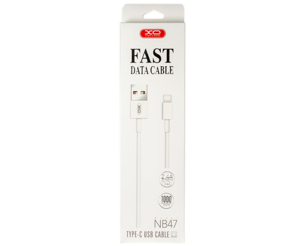 Кабель USB XO NB47 2.1A Quick Charge Type-C прогумований white