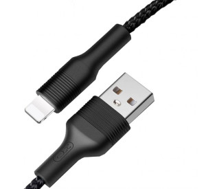 Кабель USB XO NB51 2.1A Lightning тканинний black