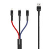 Кабель USB XO NB54 3в1 2.4A Quick Charge Type-C+Micro+Lightning тканевый black