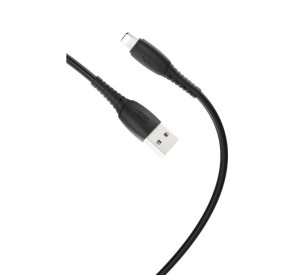 Кабель USB XO NB-P163 2.4A Quick Charge Lightning 1m прогумований black