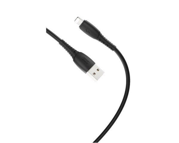 Кабель USB XO NB-P163 2.4A Quick Charge Lightning 1m прорезиненный black