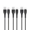 Кабель USB XO NB-P163 2.4A Quick Charge Lightning 1m прорезиненный black