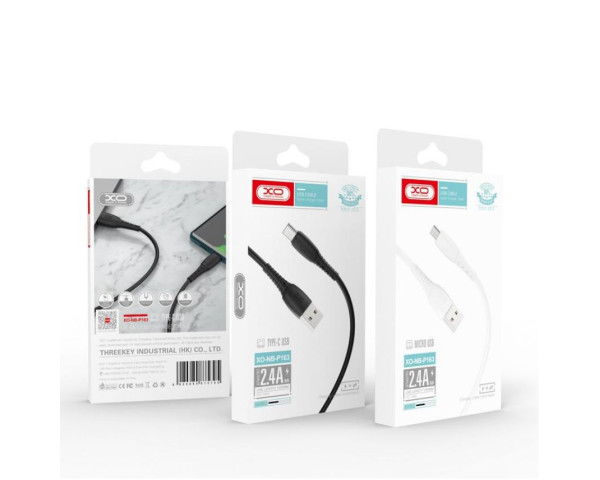 Кабель USB XO NB-P163 2.4A Quick Charge Type-C 1m прогумований black