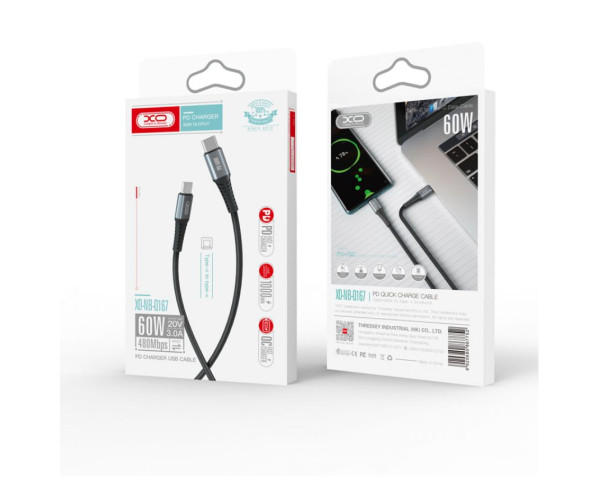 Кабель USB XO NB-Q167 PD 60W Quick Charge Type-C to Type-C black