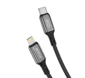 Кабель USB XO NB-Q180A PD 20W 2.22A Fast charge Type-C - Lightning 1m тканинний black