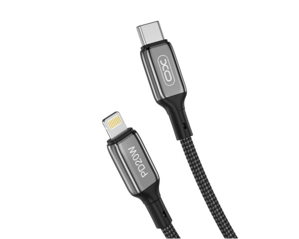 Кабель USB XO NB-Q180A PD 20W 2.22A Fast charge Type-C - Lightning 1m тканинний black