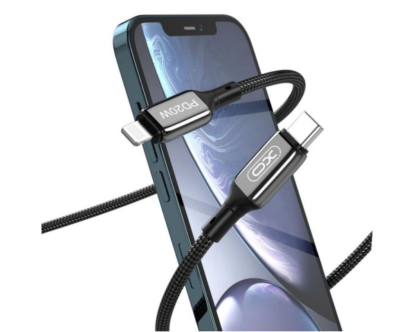 Кабель USB XO NB-Q180A PD 20W 2.22A Fast charge Type-C - Lightning 1m тканинний black