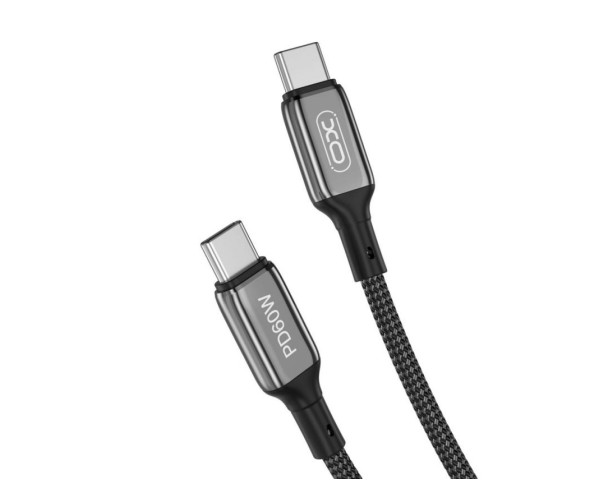 Кабель USB XO NB-Q180B PD 60W 3A Fast charge Type-C - Type-C 1m тканинний black