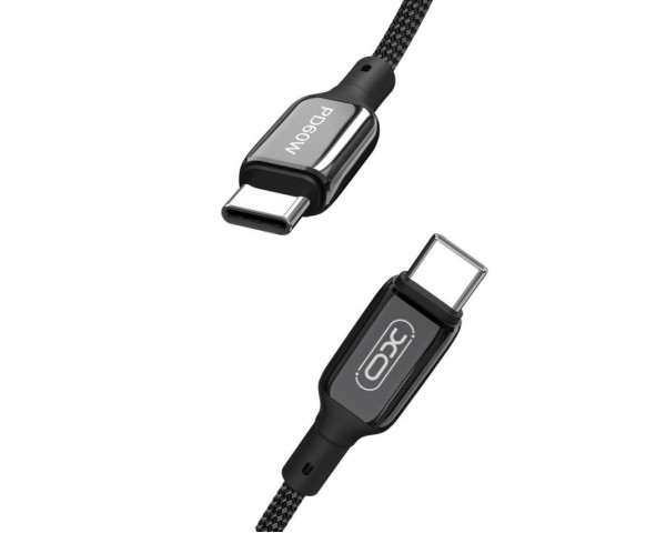 Кабель USB XO NB-Q180B PD 60W 3A Fast charge Type-C - Type-C 1m тканинний black
