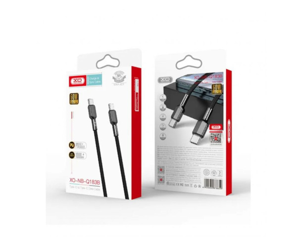 Кабель USB XO NB-Q183B PD 60W 3A Fast charge Type-C - Type-C 1m black