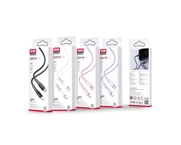 Кабель USB XO NB-Q226B PD 60W Type-C - Type-C силіконовий white