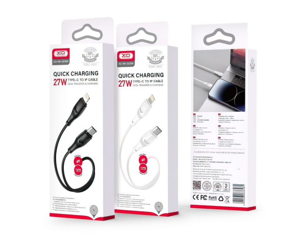 Кабель USB XO NB-Q239A 27W Type-C to Lightning м'який силіконовий black