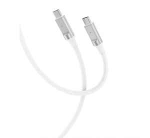 Кабель USB XO NB-Q252B PD 60W Type-C - Type-C м'який силіконовий white