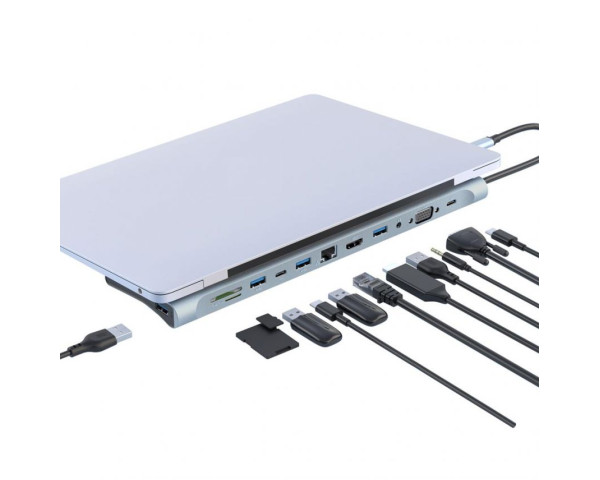 Перехідник USB-HUB XO HUB010 12в1 з Type-C роз'ємом