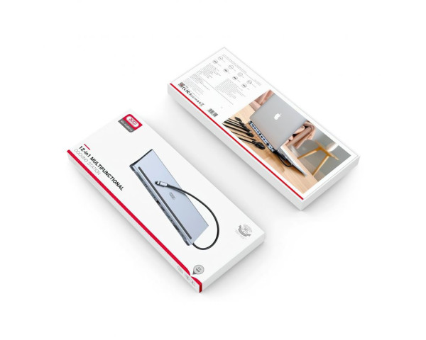 Перехідник USB-HUB XO HUB010 12в1 з Type-C роз'ємом