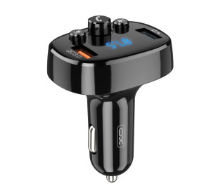АЗП XO BCC03 FM-модулятор 2USB / QC3.0 / 18W / LCD / Bluetooth / Fast charging / Flash drive black