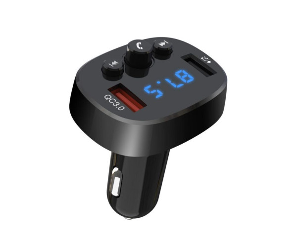 АЗУ XO BCC03 FM-модулятор 2USB / QC3.0 / 18W / LCD / Bluetooth / Fast charging / Flash drive black