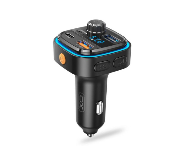 АЗП XO BCC08 FM-модулятор 3.1A / PD / 2USB / LCD / Bluetooth / Fast charging / Flash drive / TF card black