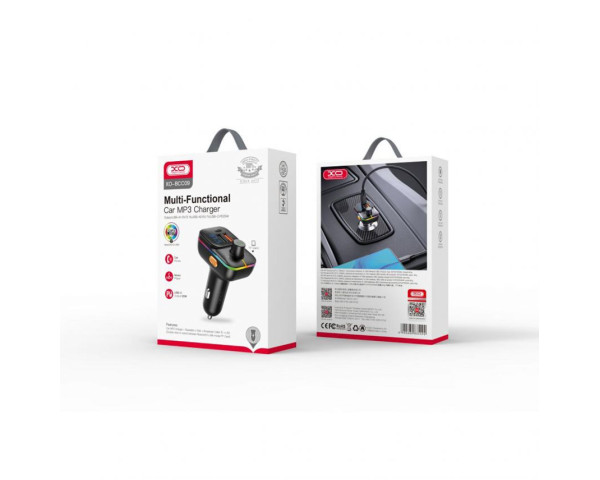 АЗП XO BCC09 FM-модулятор PD_25W / 2USB / LCD / Bluetooth / Fast charging / Flash drive / TF card black