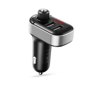 АЗП XO BCC010 FM-модулятор 3.1A / 2USB / LCD / Bluetooth / Fast charging / Flash drive / TF card black