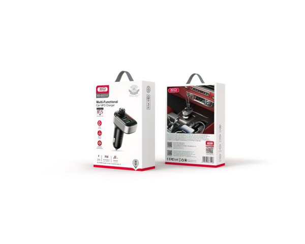АЗП XO BCC010 FM-модулятор 3.1A / 2USB / LCD / Bluetooth / Fast charging / Flash drive / TF card black
