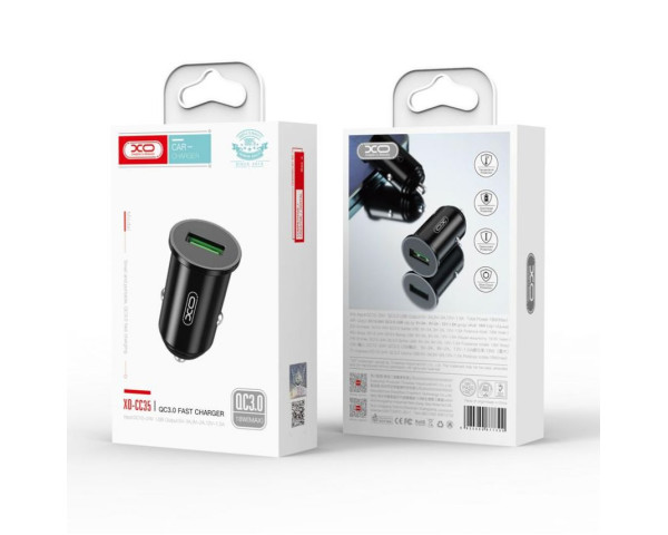 АЗП XO CC35 адаптер 1USB / QC3.0 / 3A black
