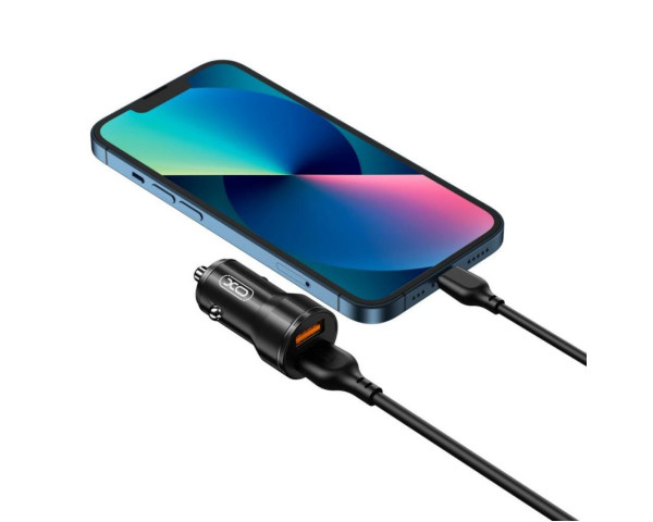 Автомобільний зарядний пристрій (адаптер) 2в1 XO CC48 2USB / 2.4A + Lightning black