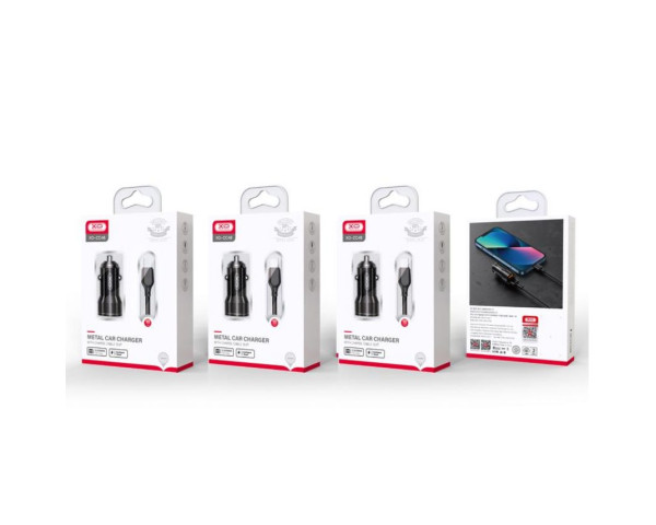 Автомобільний зарядний пристрій (адаптер) 2в1 XO CC48 2USB / 2.4A + Lightning black