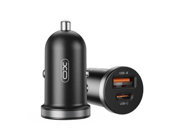 АЗП XO CC56 адаптер PD_3A / QC3.0_3A / 30W Max metal + Lightning black