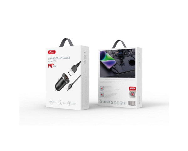 АЗП XO CC56 адаптер PD_3A / QC3.0_3A / 30W Max metal + Lightning black