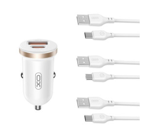 АЗП XO CC56 адаптер PD_3A / QC3.0_3A / 30W Max metal + Lightning white