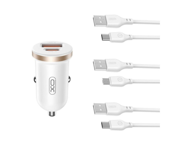 АЗП XO CC56 адаптер PD_3A / QC3.0_3A / 30W Max metal + Lightning white
