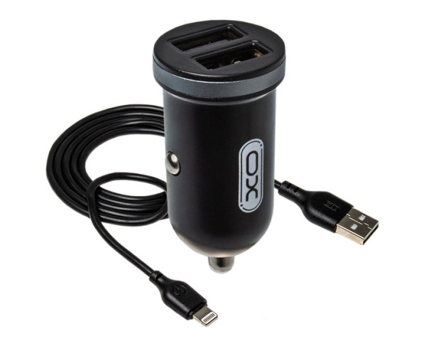 АЗП XO TZ08 адаптер 2USB / 2.1А + Lightning black