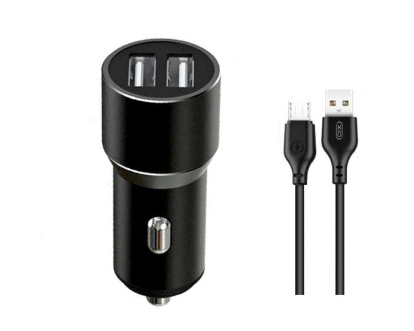 АЗУ XO TZ09 адаптер 2USB/2.4A/max 12W metal + Micro black