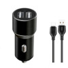 АЗУ XO TZ09 адаптер 2USB/2.4A/max 12W metal + Type-C black