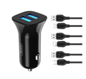АЗП XO TZ10 адаптер 2USB / 2.4A / 12W + Micro black