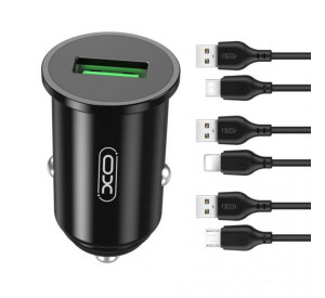 АЗП XO TZ12 адаптер 1USB / QC3.0 / 3A / 18W + Micro black